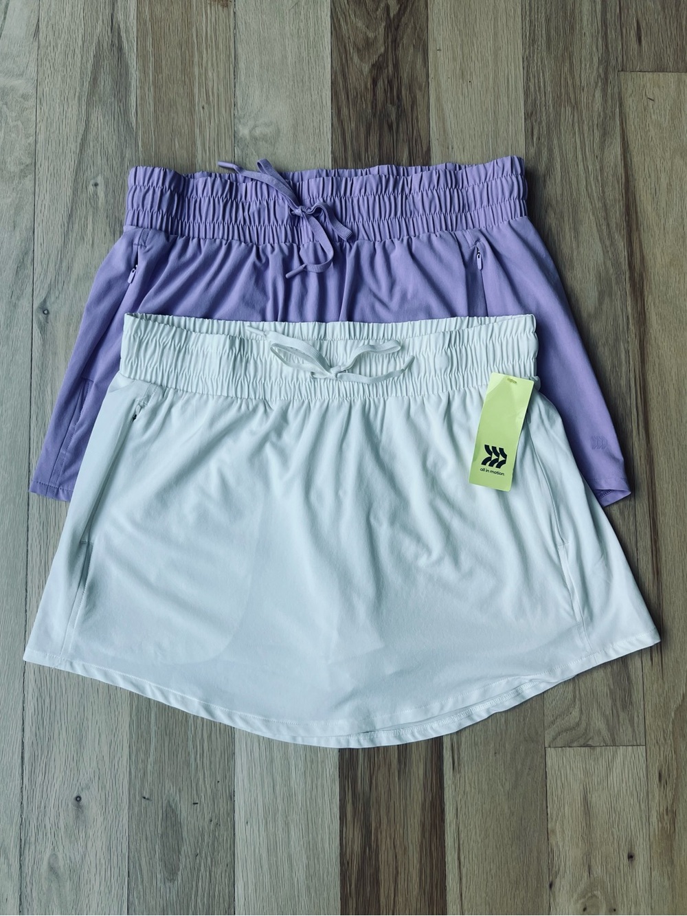 All in Motion Set of 2 Tennis Golf Skirt Skort Women's Size Large White Lilac UV